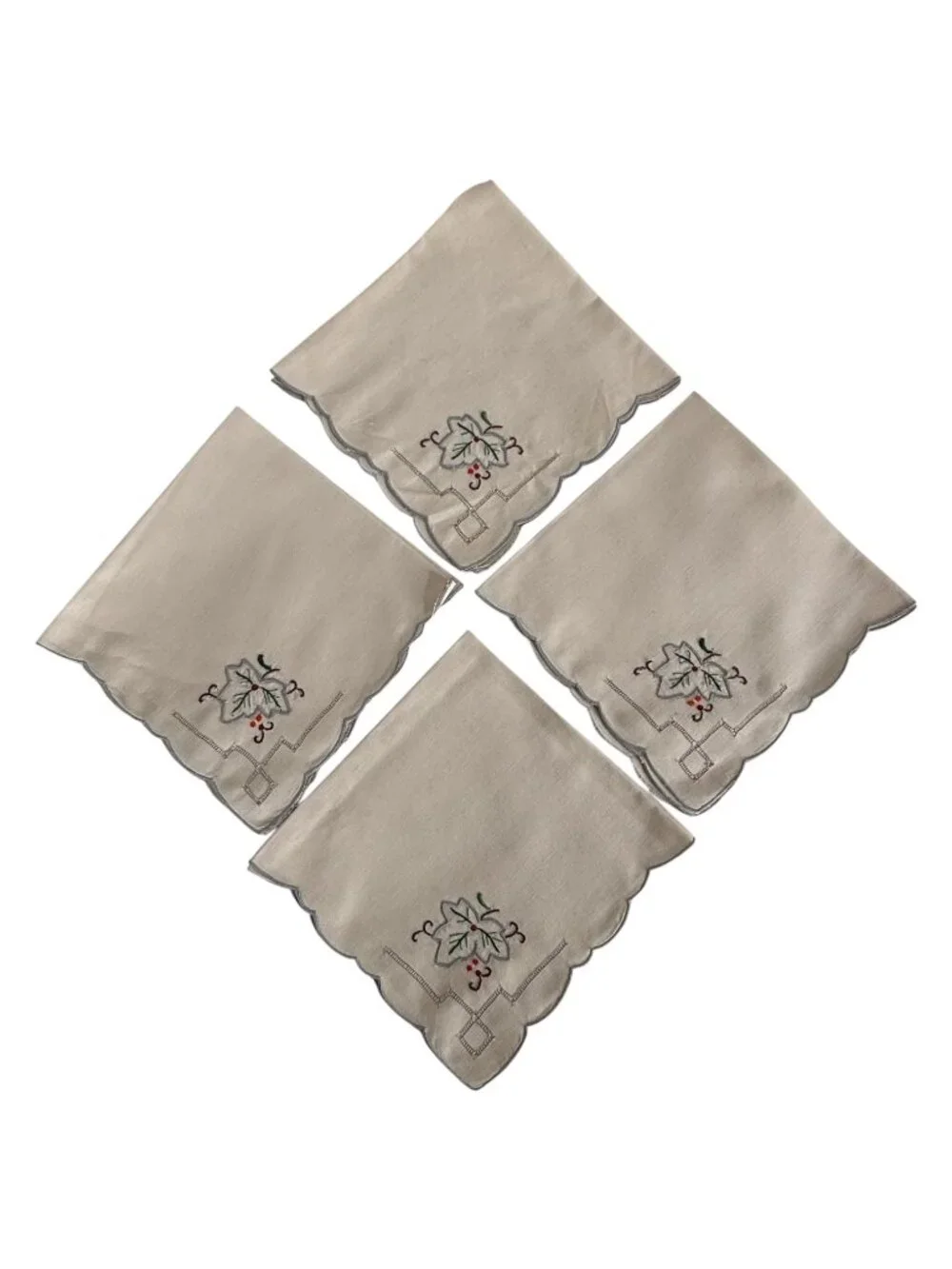 Embroidered Linen Table Runner 8 Placemats‎ Dinner Napkins 6 Cocktail Set Floral